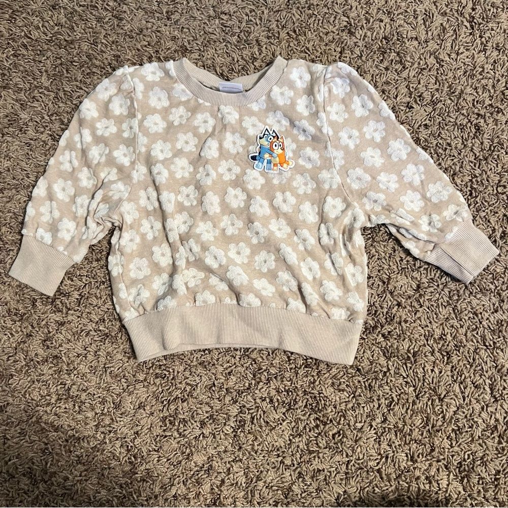 Bluey Toddler Girl Floral Print Lightweight Sweater